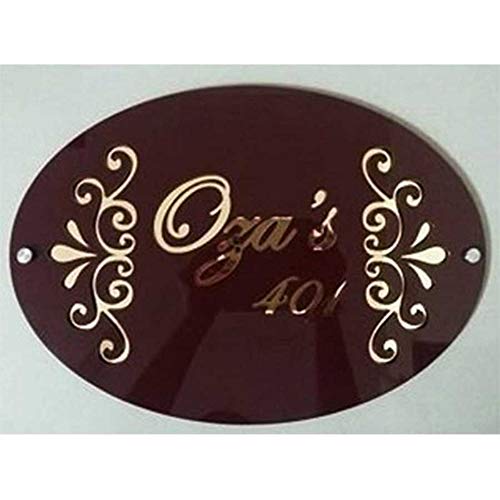 Agarwal Digital Printers Laser Cut Brown with Golden Mirror Shine Acrylic Personalised Nameplate (14 x 10 Inches)-124