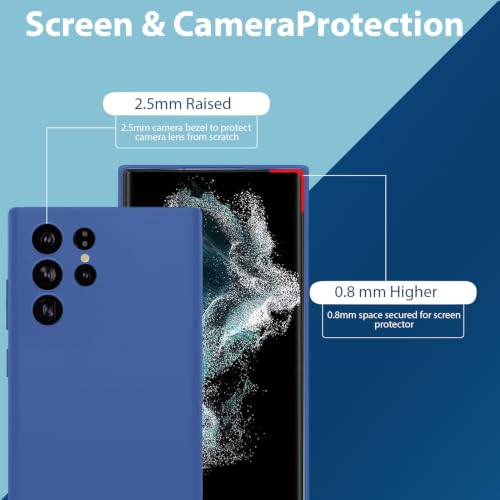 Image of LIRAMARK Liquid Silicone Soft Back Cover Case for Samsung Galaxy S22 Ultra (Midnight Blue)