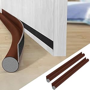 AiQInu Tochtstopper, 2 stuks, eenzijdige tochtstopper, geluidsdicht, houdt tocht en tegen insecten, deurafdichting houdt warm en koud, 96 cm x 8 cm, bruin