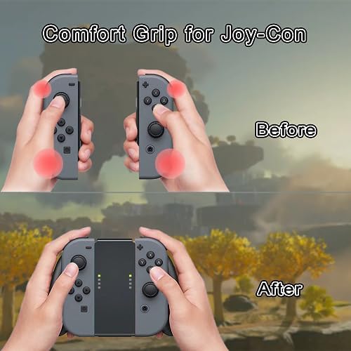 Joycon Comfort Grip, Switch Controller Holder for Switch/OLED, Joycon Controller Grip with Indicator(Black) - 2