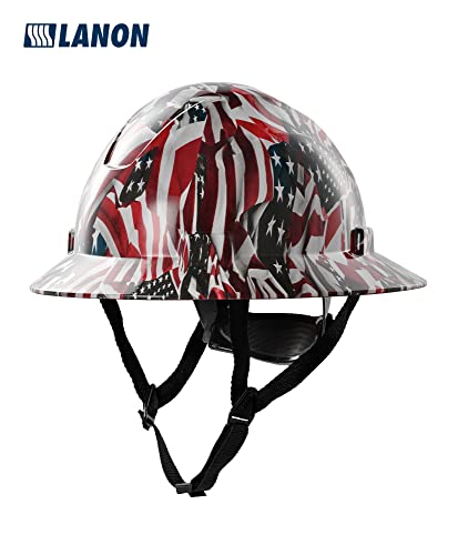 Lanon Protection Full Brim Hard Hat, Osha Construction Work Approved, Premium Charcoal Gray Design, Frp Safety Helmet With 4 Point Adjustable Ratchet Suspension, Class C #TOP3