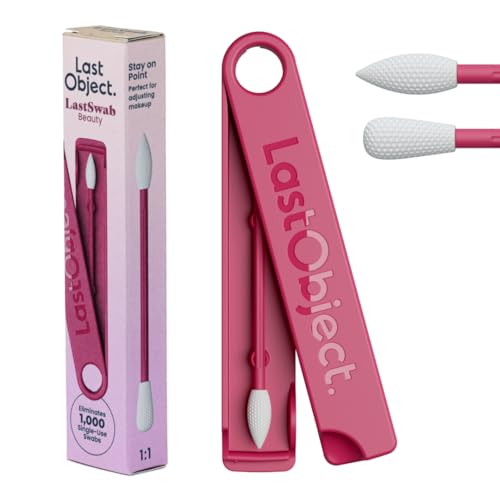 Hisopos reutilizables LastSwab® para rutinas de belleza – Alternativa sostenible a los hisopos desechables – Fáciles de limpiar – Se entregan con estuche de viaje - Roja