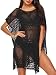 Chalier Womens Floral Lace Swim Cover up Swimwear Bikini Cover-up Beach Dress,Black,Medium