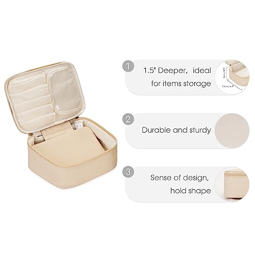 Image of Travel Makeup Bag Large Cosmetic Bag Make up Case Organizer for Women and Girls, C Brown