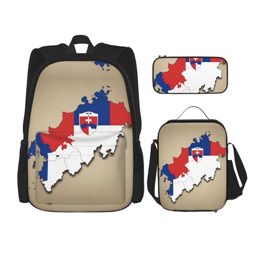 nanger Slovenia Flag Map With Shield Print 3-Piece Set Backpack, Lunch Bag And Pencil Case, For Travel, College, And Daily Use