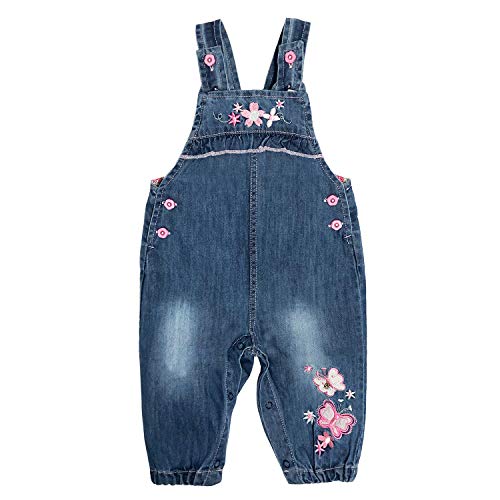 Image of Peacolate 3months-3Years Baby Girls Denim Overalls Embroidery Bib Pants Jeans Jumpsuit