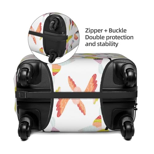 Cartoon Hummingbird Pattern Luggage Cover Protector Anti-Scratch Washable Fits 18-32 Inch Luggage-Medium4