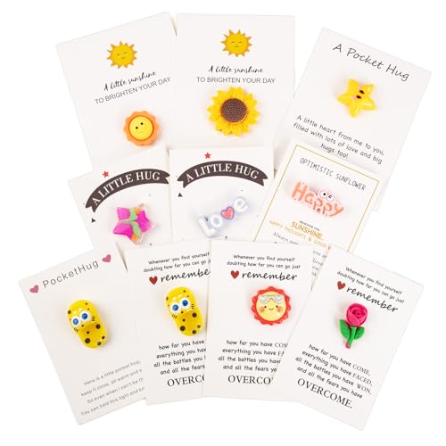 mountova 10 Sets Pocket Hug with Tokens Motivational Greeting Cards with Inspirational Quotes Encouragement Support Pocket Hug Card Anxiety Relief Gifts for Family Friends