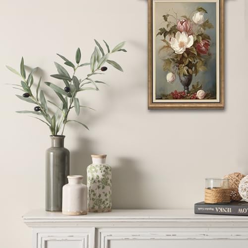 Vintage Vase Set of 3, Ceramic Vintage Flower Vases, Chinoiserie Decorative Home Decor Retro Floral Vase Rustic Farmhouse Decor for Table Bookshelf Mantel Kitchen Living Room Office - Green and Beige Vintage Vase Set of 3, Ceramic Vintage Flower Vases, Chinoiserie Decorative Home Decor Retro Floral Vase Rustic Farmhouse Decor for Table Bookshelf Mantel Kitchen Living Room Office - Green and Beige