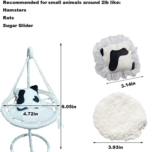 Nopikku Hamster Cradle Bed Hideout Hammock With Warm Pad & Pillow Small Animals Accessories Habitat Decor For Miniatures (White) #TOP6