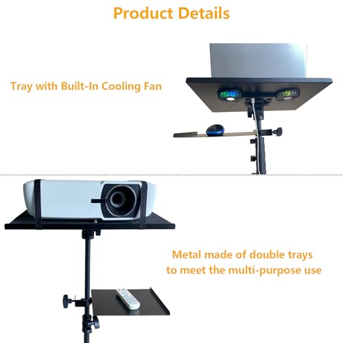Mobile Projector Stand with Wheels, Adjustable Foldable Laptop Tripod Holder Desk for Outside Stage Studio Travel,Protable Rolling Table Standing for Computer DJ Racks,Sheet Music,Outdoor Movies