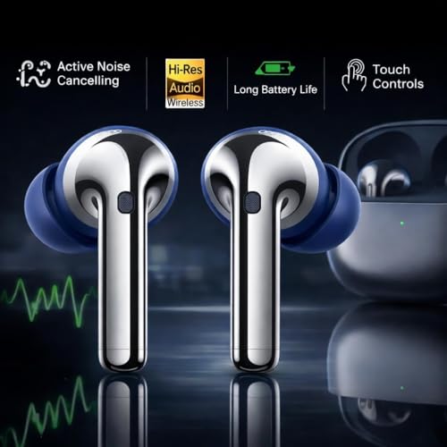 Image of Lynacz Orginal Buds Pro 3 Compatible with Oneplus 9, 9rt, 13, 13r, 10 TWS in-Ear Bluetooth Earbuds with Dual Drivers, Dual DAC HiFi Sound, Fast Pairing for Smart TV Laptop Mobile (Blue)