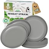 Grow Forward Premium Wheat Straw Plates - 10 Inch Reusable Hard Plastic Dinner...