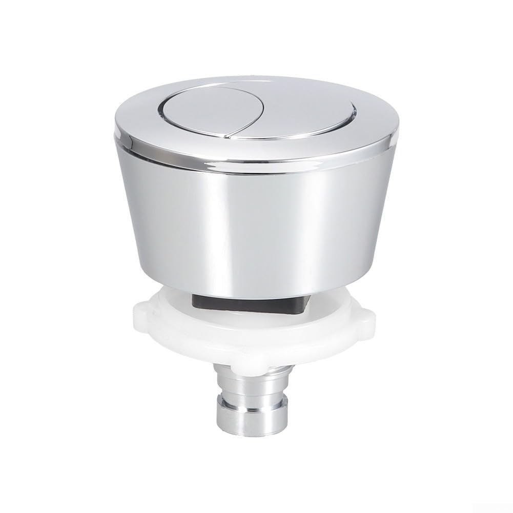 Kit de botón de inodoro de doble descarga – Para agujeros de tapa de cisterna de 20 mm y 40 mm, acabado de latón cepillado con accesorios de instalación completos – para (plata)