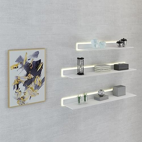 Étagère murale LED en aluminium 150cm Bianco pour salon moderne