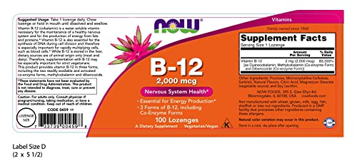 Now Foods B-12 2000 Mcg - 100 Lozenges 3 Pack #TOP1