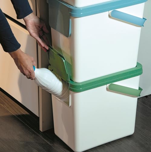 Image of Snips - 25L Differentiated Waste Bin, Differentiated Garbage Bin for Indoor, Outdoor and Kitchen Stackable 26 x 36 x 34 cm, Garbage Bucket and Adhesives Included for White Collection Materials Made in