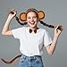 Gvhntk Monkey Ears and Tail Bow Tie for Adult Monkey Costume Headband Accessory Kit Women Halloween Cosplay Party Supplies Brown