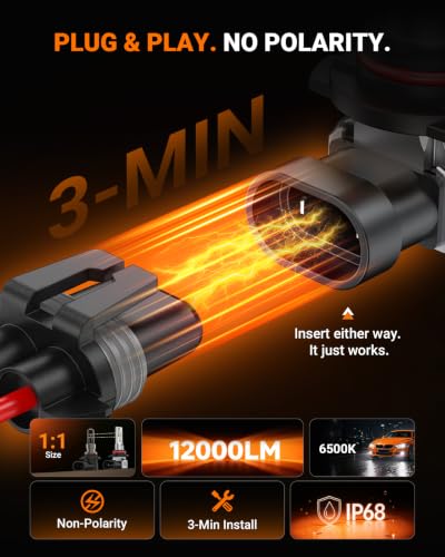 Image of SEALIGHT 9006 /HB4 LED Fog Light Bulb, 12000LM 6500K White-2 Pack, for Honda