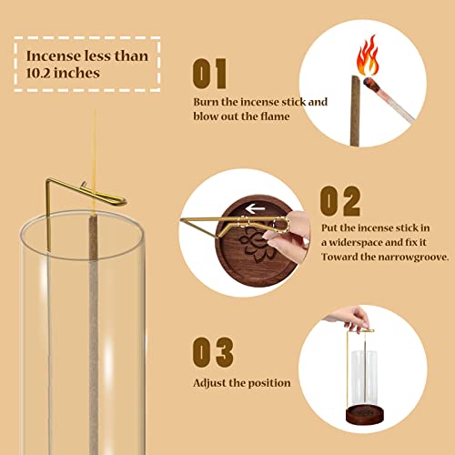Incense Holder For Sticks, Handmade Upside-Down Wooden Incense Burner, With Brass Incense Sticks Holder, Modern Incense Burner Ash Catcher Ideal For Home Décor (With Glass) #TOP1