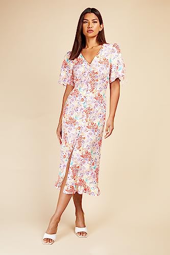 Floral Button Detail Midi Dress, 16 Multi - Image 2