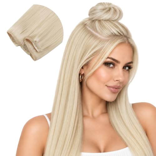Sunny Hair Clip in Hair Extensions Real Human Hair 20 Inch Platinum Blonde