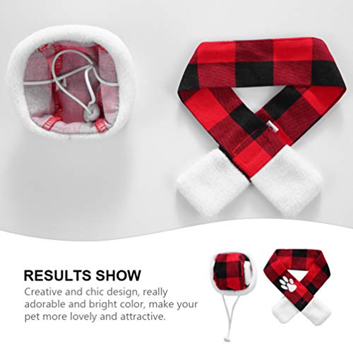 UKCOCO 1 Conjunto de Natal Pet Dog Santa Hat Cachecol Set Vermelho E Preto Pet Cachecol de Pelúcia N