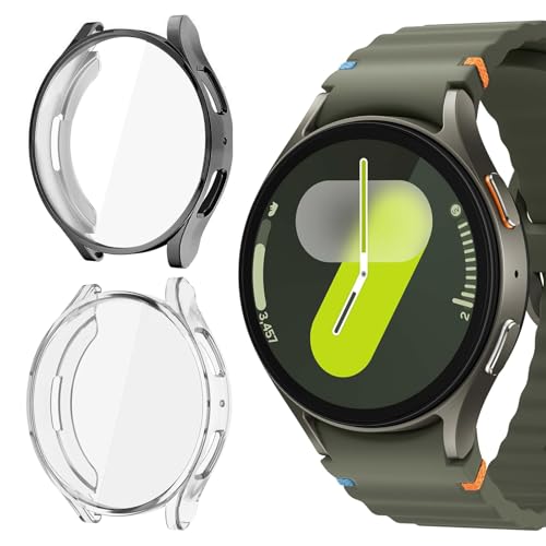 [2 Pack] Haotop P[X Ή Galaxy Watch 7 40mm 44mm,TPU^I[EhیJo[ (ubN+NA, 44mm)