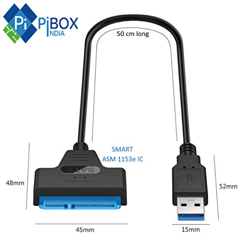 PiBOX India - USB 3.0 to 2.5" SATA III Hard Drive Adapter 0.5 M Long Cable w/UASP - SATA to USB 3.0 Converter for SSD/HDD - Hard Drive Adapter... - Image 3