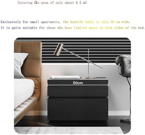 Modern Minimalist Wood Bedside Table - 2 Drawer Nightstand, Space-Saving Side Table for Living Room & Bedroom - Stylish White Finish (50cm)