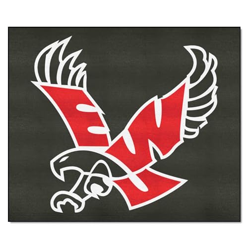 FANMATS 3005 Eastern Washington Eagles Tailgater Rug - 5ft. x 6ft. Sports Fan Area Rug, Home Decor Rug and Tailgating Mat - Black