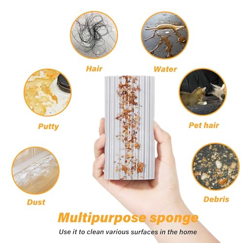 Image of FLYLIGHT Damp Duster,Magical Dust Cleaning Sponge Baseboard Cleaner Duster Sponge Tool,Reusable Dusters for Cleaning Blinds,Vents,Ceiling Fan,and Cobweb,Lock Dust,No Dust Flying and Spreading,Grey