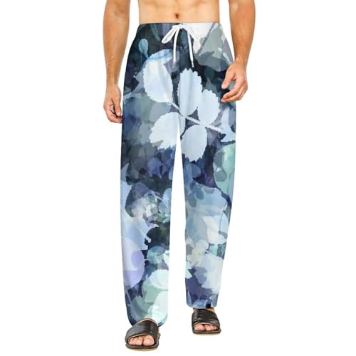 Pantalon de pyjama femme long bleu anti-serrage poches S