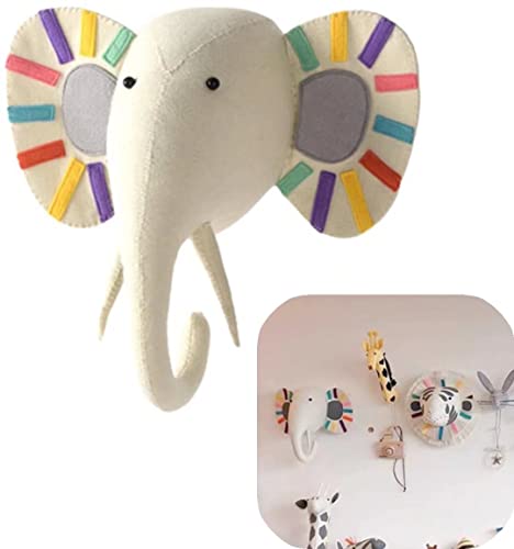 Animal Wall Hanging, Wool Felt 3D Colorful Animal Head Wall