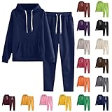 Womens 2 Piece Outfits Lounge Hoodie Sweatsuit Sets Oversized Sweatshirt Baggy Fall Sweatpants Pockets Loungewear Joggers Winter Outfits Vacation Spring Sweat Comfy Matching Athletic Clothing Navy