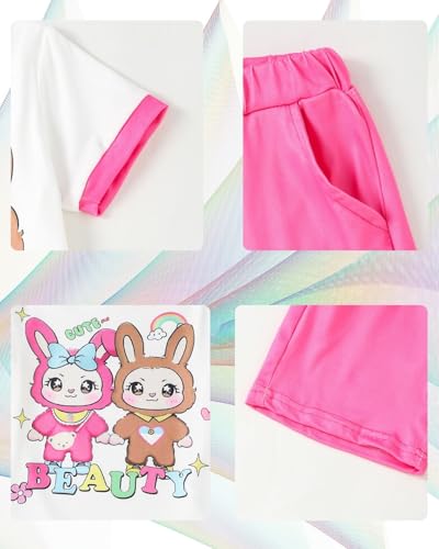Image of Girls Clothes 2PCS Butterfly Print Short Sleeve T-Shirt + Shorts Set Teen Tween Girls Summer Outfits Set