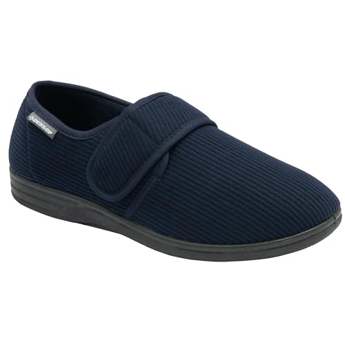 Dunlop Mens Touch Fastening Slippers – Navy – Uk 11 - 4
