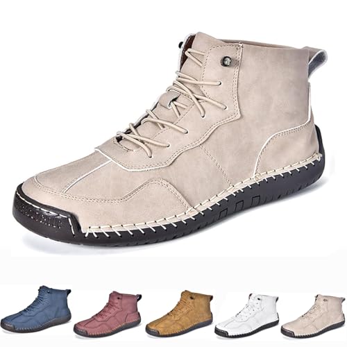 Men's Lace Up Italian Handmade Chukka Boots Men's Leather Handmade High Top Ankle Boots Non-Slip Waterproof Hiking Shoes