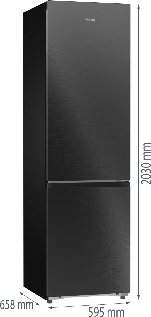 Hisense RB5P410SBFC Frigorífico Combinado Total No Frost, Negro, 203 x 65,8 cm, Clase C, 413 L, Gran Capacidad, WiFi, Refrigeración Metálica, Puerta Reversible
