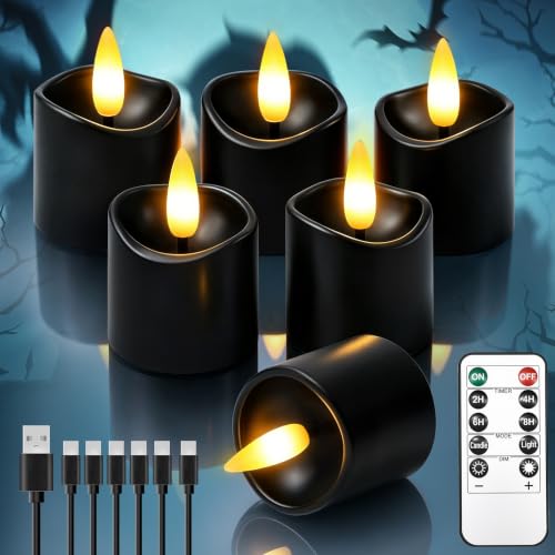 Image of 6 Pack Small Rechargeable Flameless Candles with Remote Timer