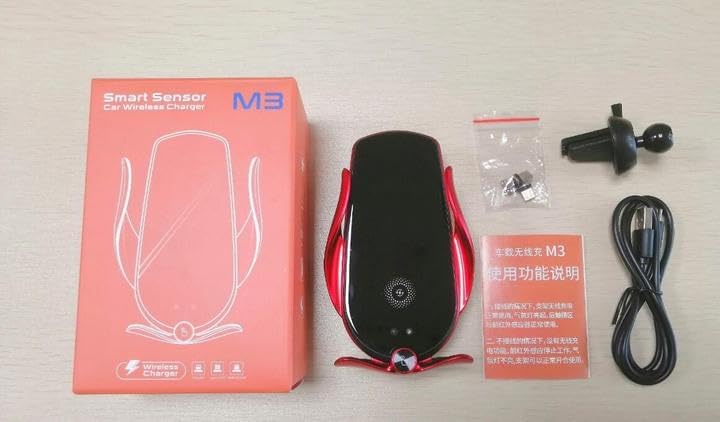 Miniatura 4 de Cargador inalámbrico plateado M3 Car Air Vent Phone Holder 15W carga rápida iOS Android compatible con sensor inteligente modelo actualizado