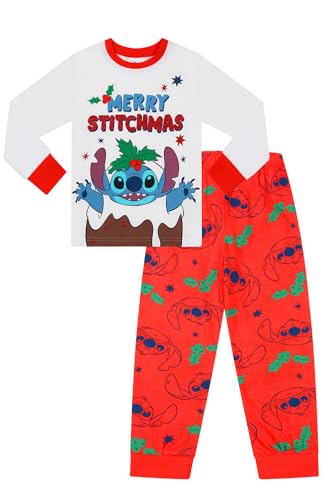 Disney Lilo and Stitch Merry Stitchmas - Pigiama abbinato per la famiglia, unisex, ragazzi e ragazze, bianco, 10-11 Years