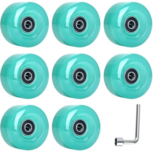 HDBHSBE Quad Roller Skate Wheels Skate Wheels Set Replacement PU Quad Roller with Wrench Skates Accessories Fruit Green 8PCS