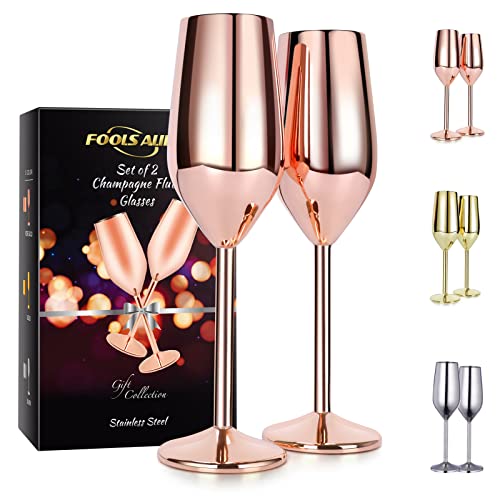 Sektgläser Edelstahl 200 ml rose gold, unzerbrechlich, BPA-frei, für Hochzeit Partys und Jahrestag, 3 Farben, Edelstahl, rose gold, 200 ml… Cover