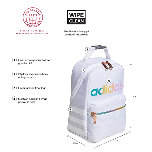 Adidas Santiago 2 Insulated Lunch Bag, Jersey White/White Rainbow, One Size #TOP1