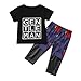 Produktbild LABIUO Baby Kleidung Set, Kleinkind Baby Jungen Kurzarm Brief Drucken Tops T-Shirt+Rose Drucken Hosen Outfits Sets 0-3 Jahre Alt Baby Kleidung(Schwarz,2-3 Jahre/110)