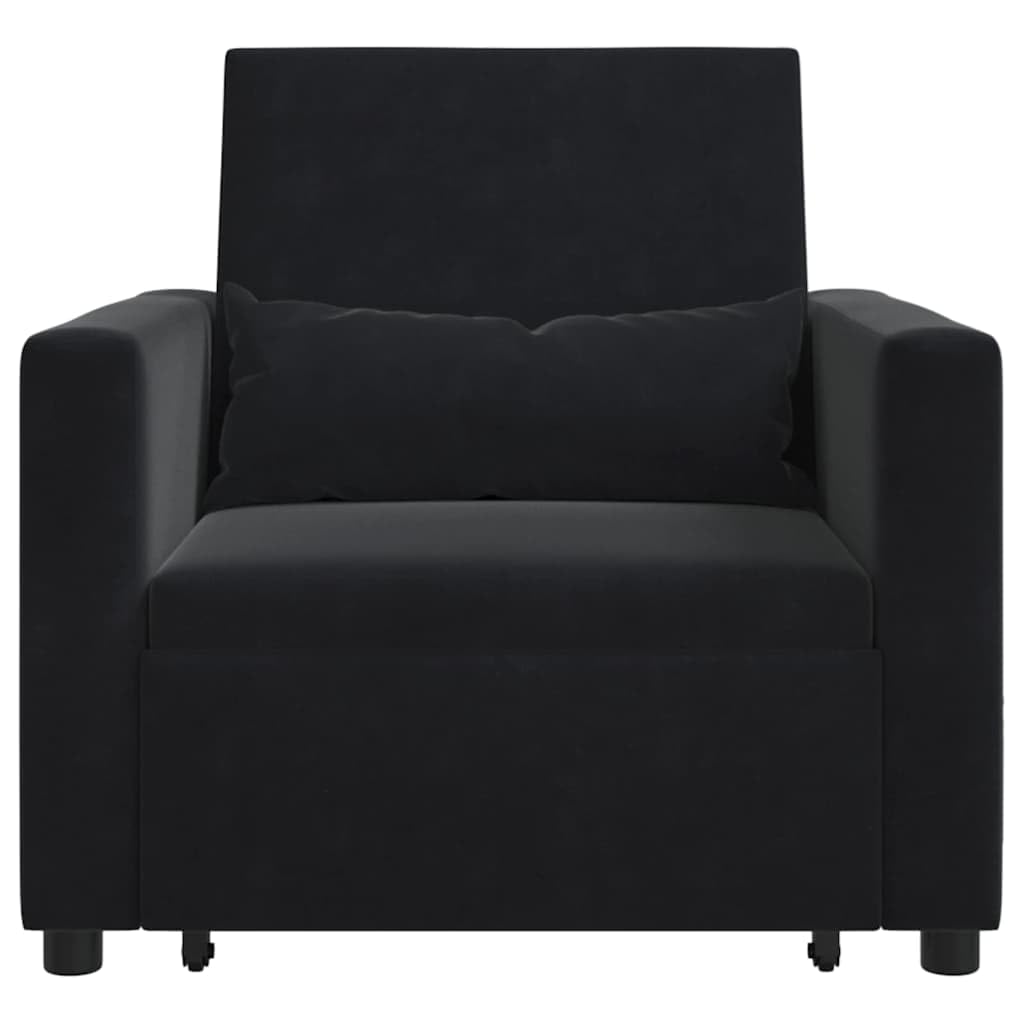 3 in 1 Einzel-Schlafsofa Schwarz Samt 90x165x87 cm verstellbar liegesessel Couch fernsehsessel für Wohnzimmer Schlafzimmer Büro