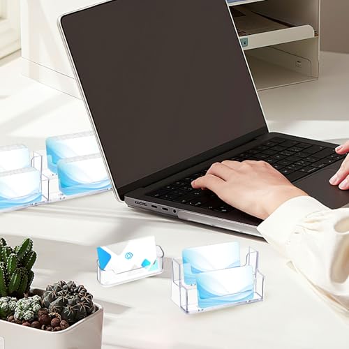 BSTDAYEVER Visitenkartenhalter Acryl Visitenkartenständer Visitenkarten Aufsteller 2Stk 3 Fächer Business Card Holder Transparent Visitenkarten Halter Display Tischständer für Büro Zuhause