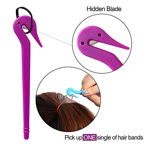 Gexolenu 2 pcs Hair Rubber Bands Remover Cutter, 2 pcs Topsy Hair Tail Tool, Hair Braid Accessories Ponytail Maker,French Braid Tool Loop for Hair Styling