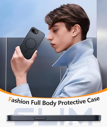 Image of FNTCASE for iPhone 17e Case: iPhone 16e Phone Case [Compatible with Magsafe] Matte Cases with [Screen Protector] Military Grade Shockproof Protective Phone Cover - Full Black